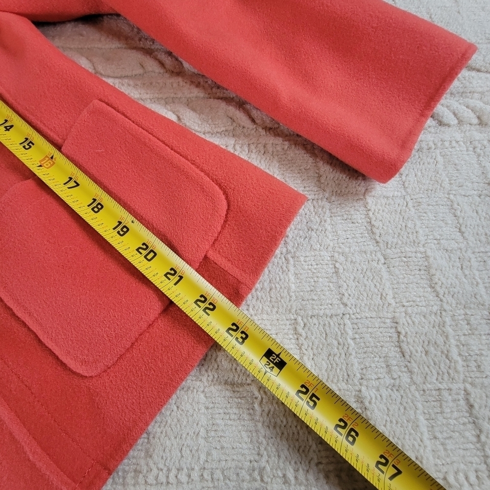 Talbots 100% Wool Open Style Blazer Felt Jacket size 4 Coral Peach Pockets - Picture 8 of 11
